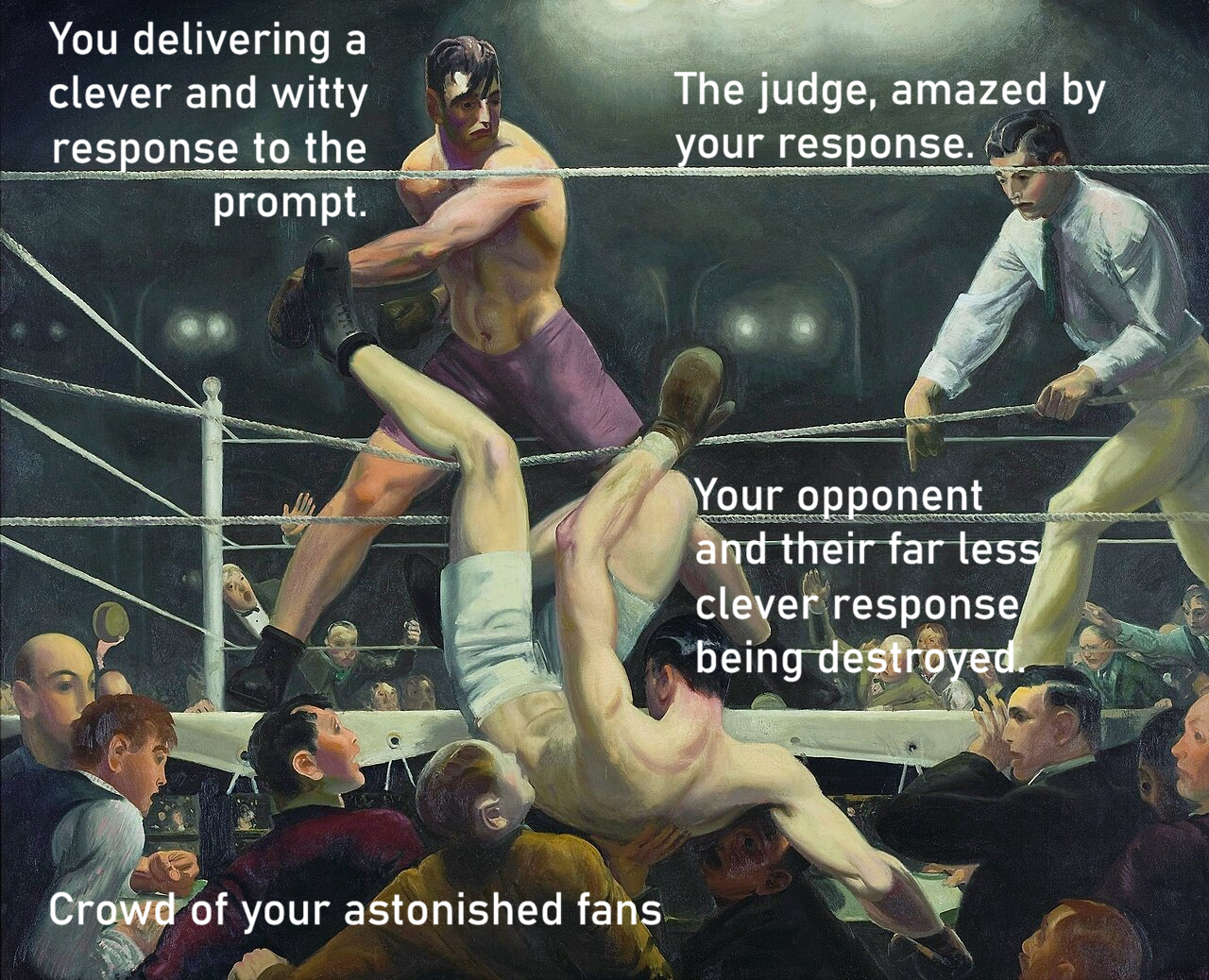 A funny meme using a public domain painting
